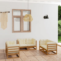 vidaXL 6 pcs conjunto lounge de jardim pinho maciço