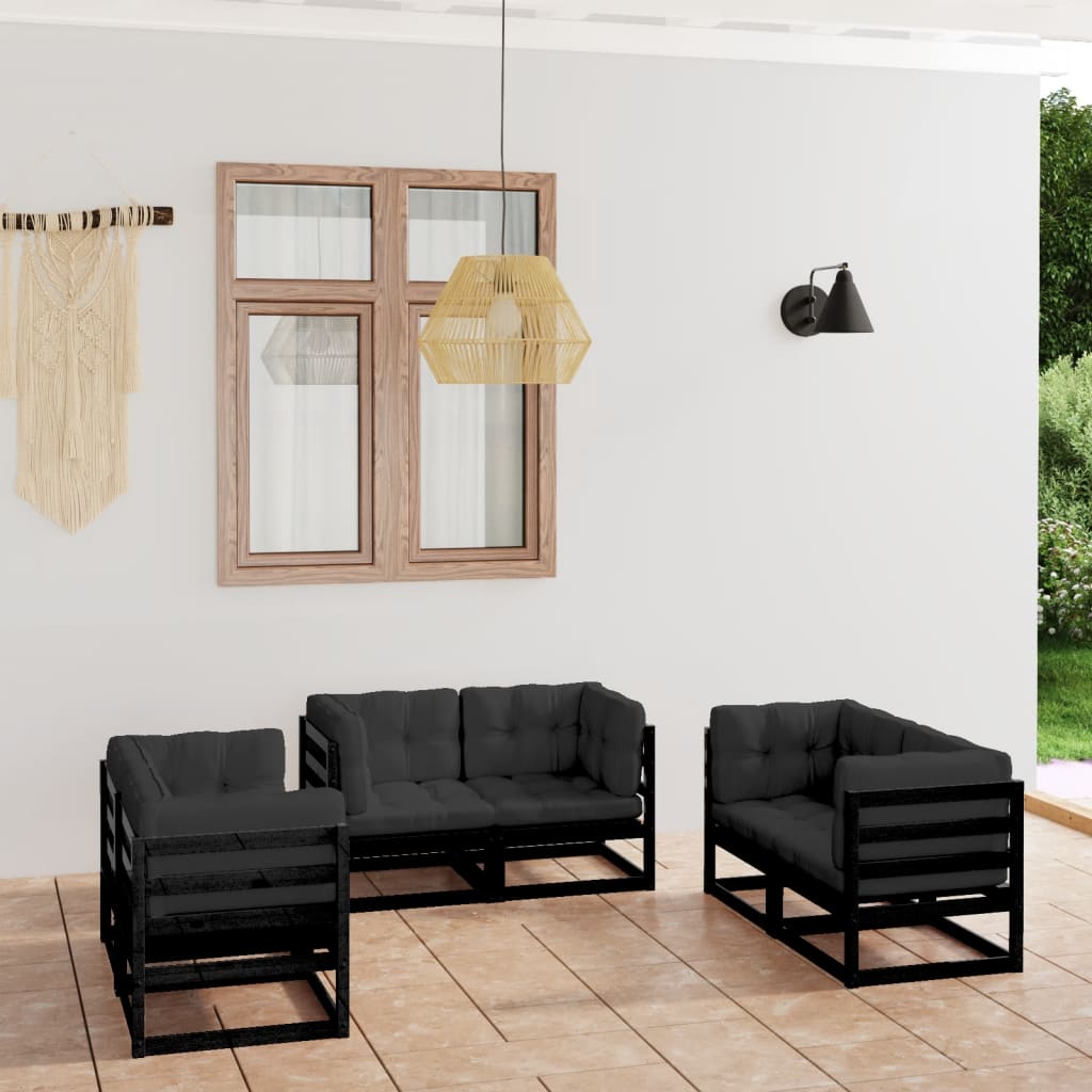 vidaXL 6 pcs conjunto lounge de jardim pinho maciço