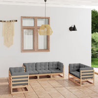 vidaXL 7 pcs conjunto lounge de jardim pinho maciço