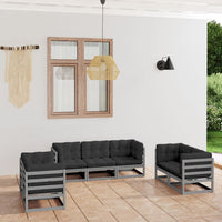 vidaXL 7 pcs conjunto lounge de jardim pinho maciço