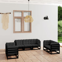 vidaXL 7 pcs conjunto lounge de jardim pinho maciço