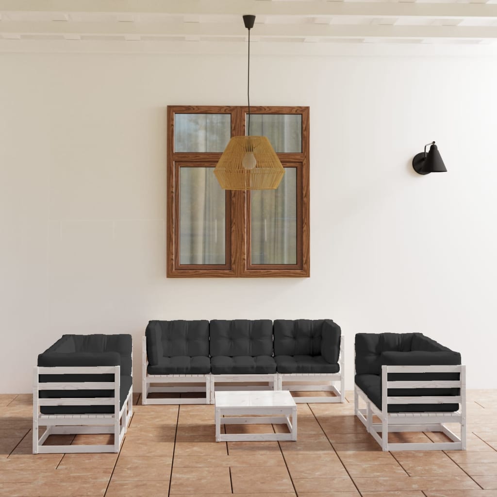 vidaXL 8 pcs conjunto lounge de jardim pinho maciço