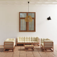 vidaXL 8 pcs conjunto lounge de jardim pinho maciço