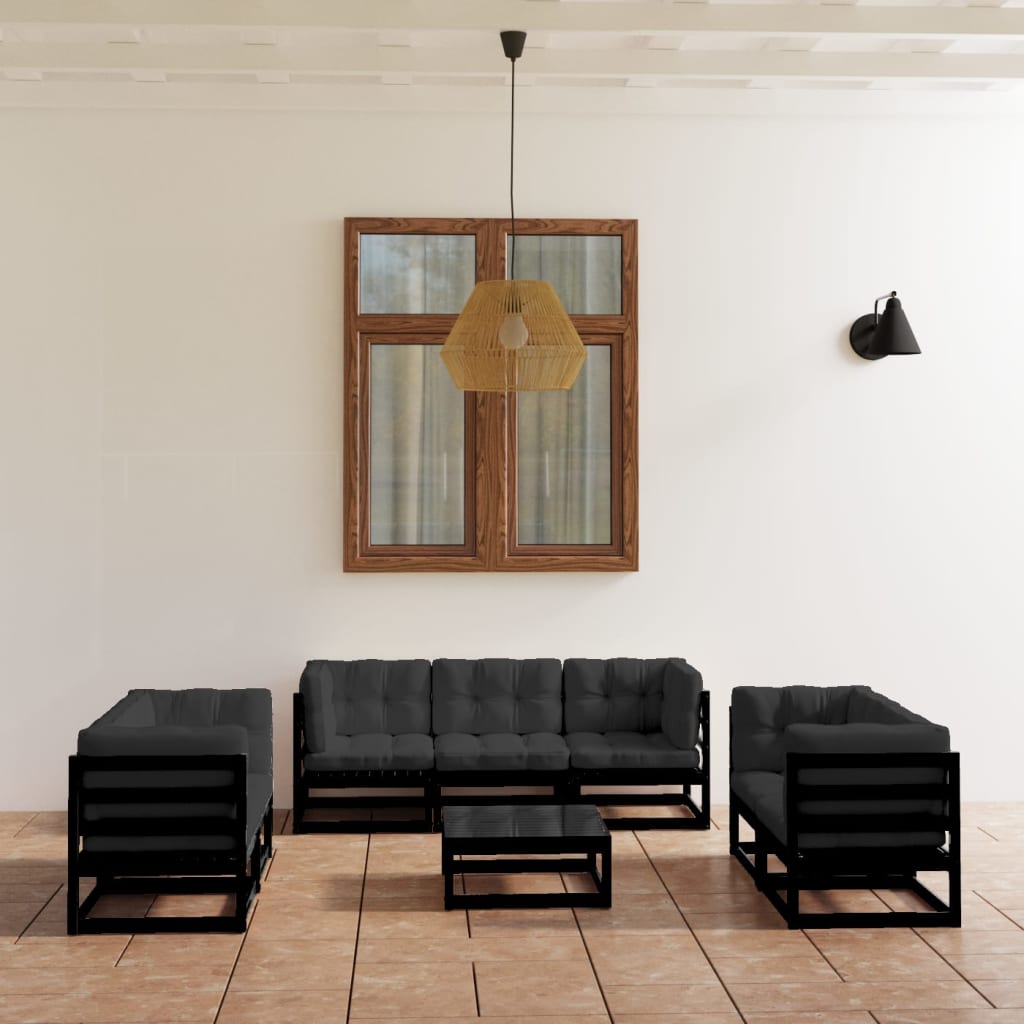 vidaXL 8 pcs conjunto lounge de jardim pinho maciço