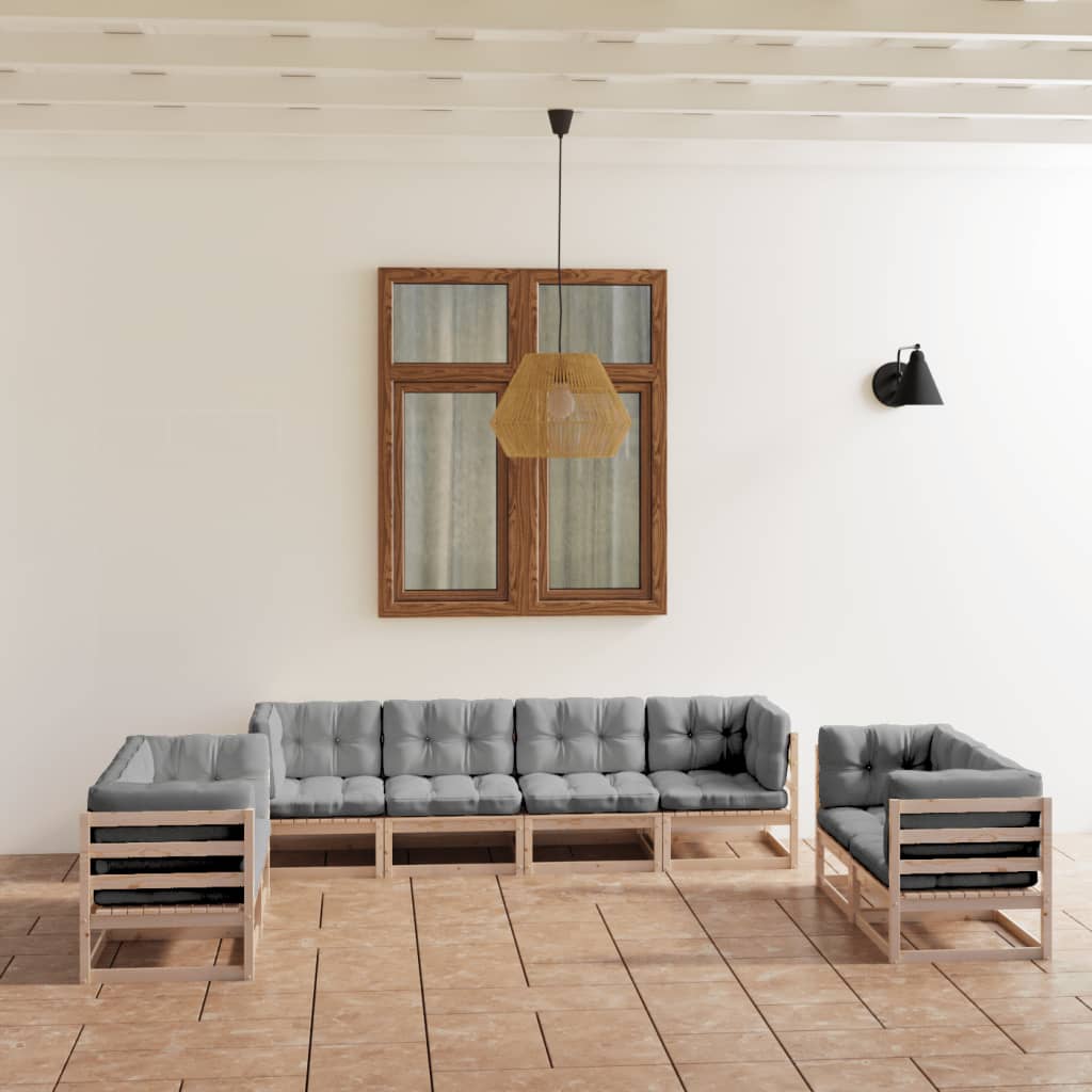 vidaXL 8 pcs conjunto lounge de jardim pinho maciço