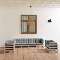 vidaXL 8 pcs conjunto lounge de jardim pinho maciço