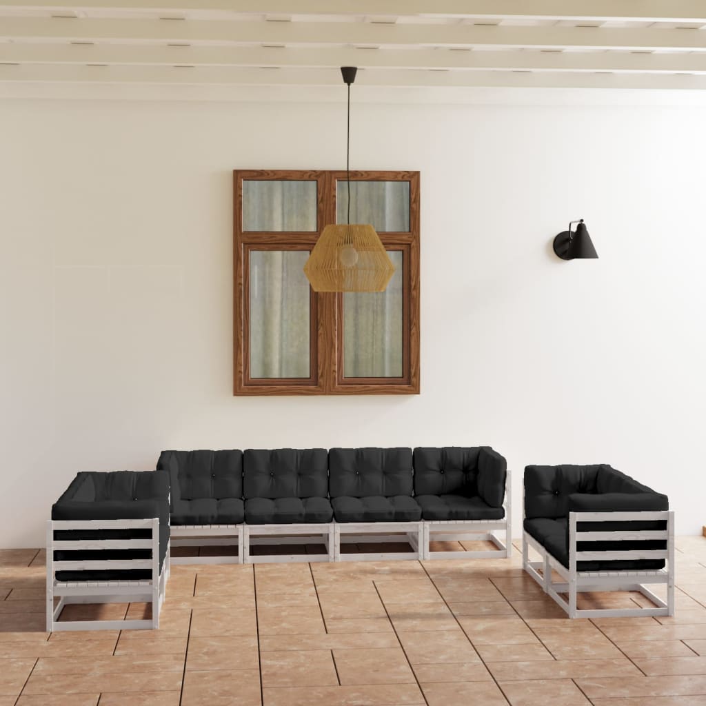vidaXL 8 pcs conjunto lounge de jardim pinho maciço