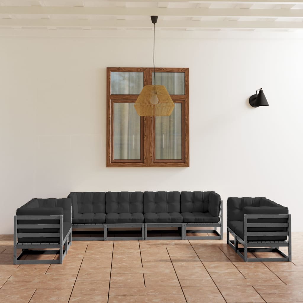 vidaXL 8 pcs conjunto lounge de jardim pinho maciço