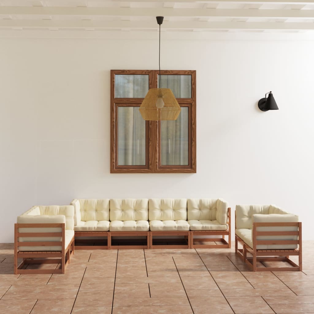 vidaXL 8 pcs conjunto lounge de jardim pinho maciço