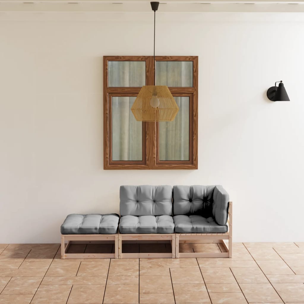 vidaXL 3 pcs conjunto lounge de jardim pinho maciço