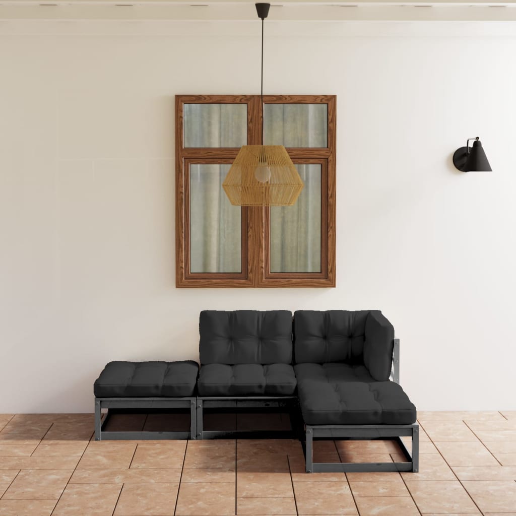 vidaXL 4 pcs conjunto lounge de jardim pinho maciço