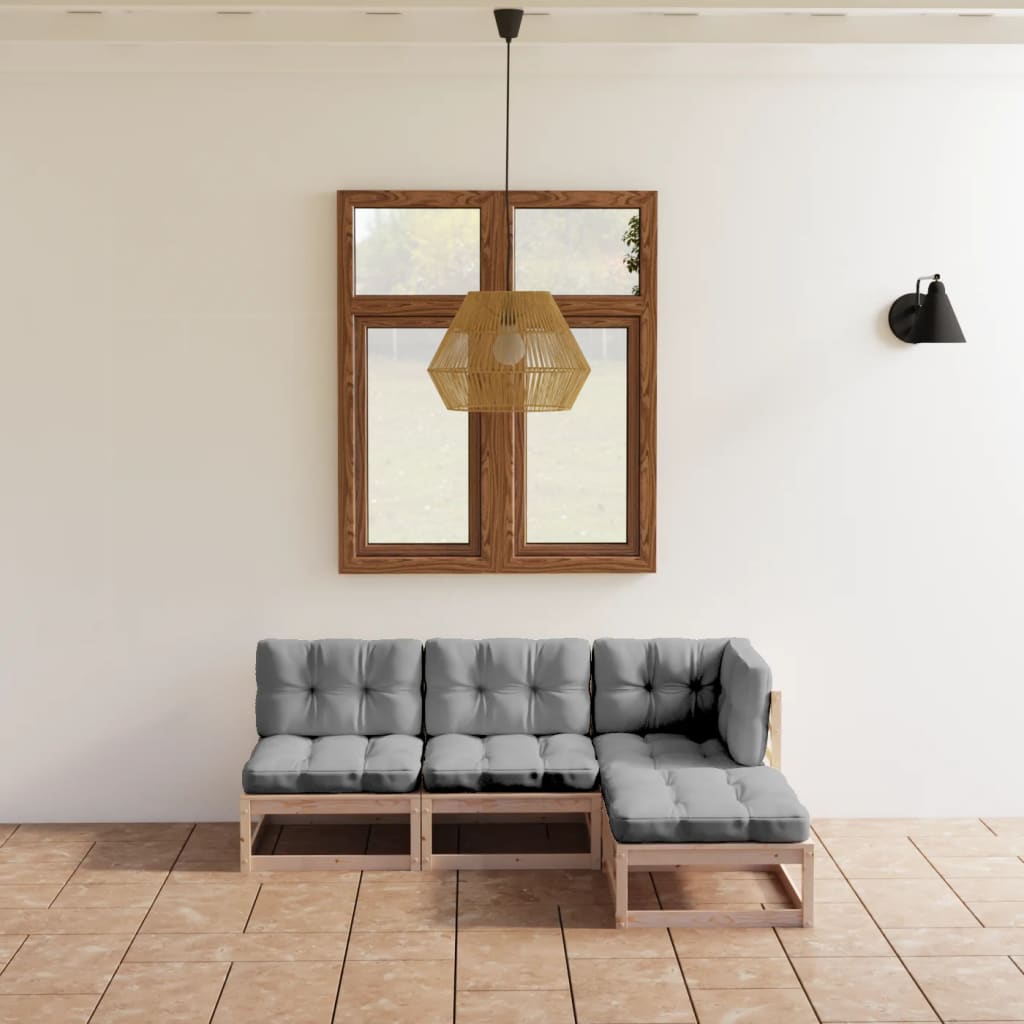 vidaXL 4 pcs conjunto lounge de jardim pinho maciço