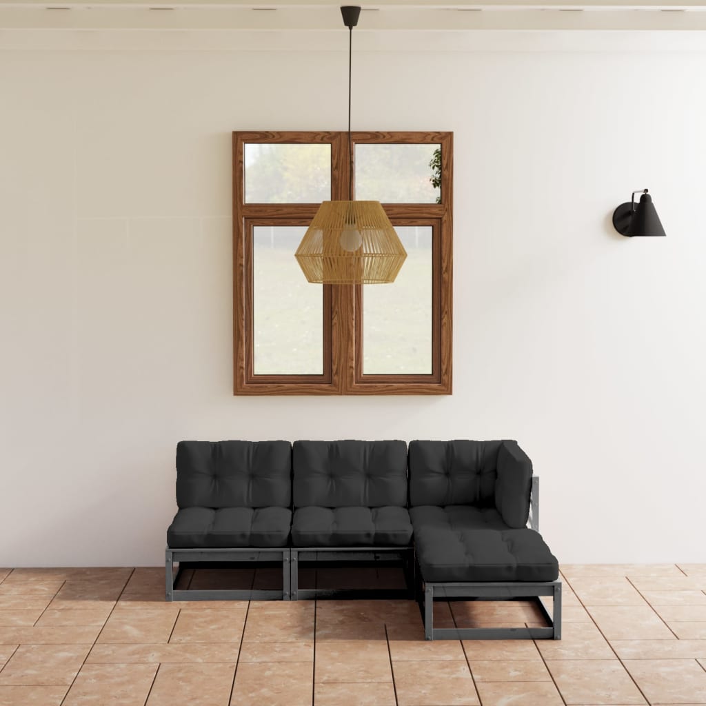 vidaXL 4 pcs conjunto lounge de jardim pinho maciço