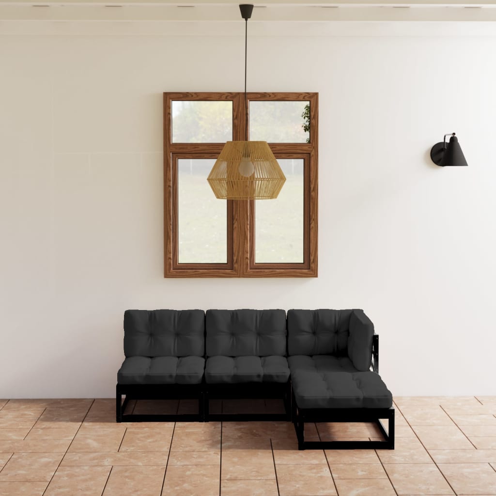 vidaXL 4 pcs conjunto lounge de jardim pinho maciço