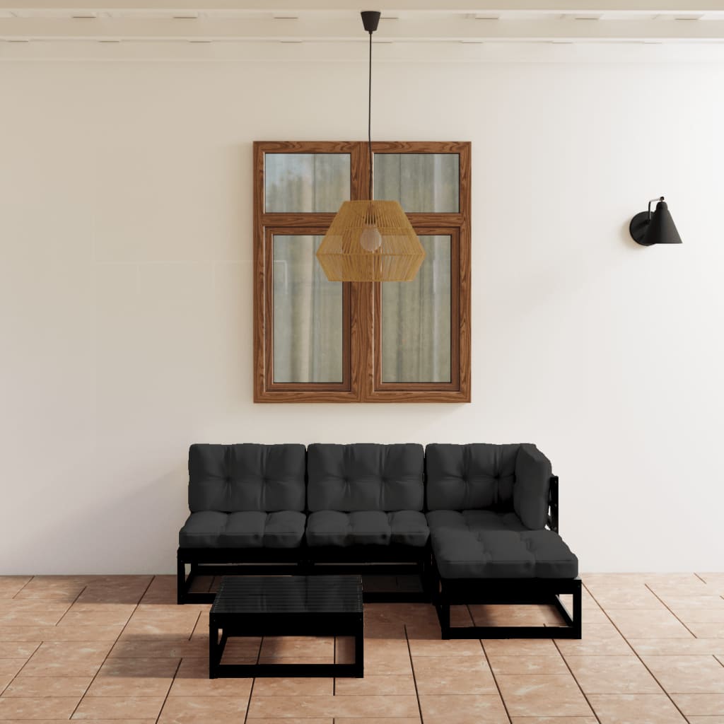 vidaXL 5 pcs conjunto lounge de jardim pinho maciço