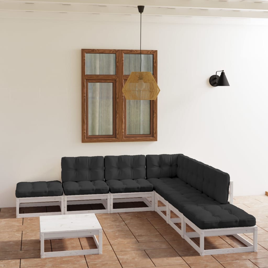 vidaXL 8 pcs conjunto lounge de jardim pinho maciço