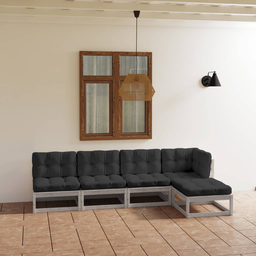 vidaXL 5 pcs conjunto lounge de jardim pinho maciço