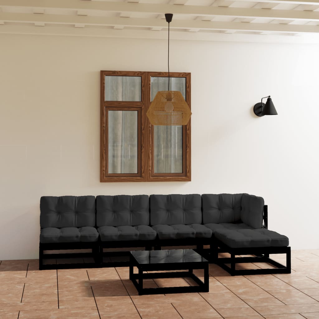 vidaXL 6 pcs conjunto lounge de jardim pinho maciço