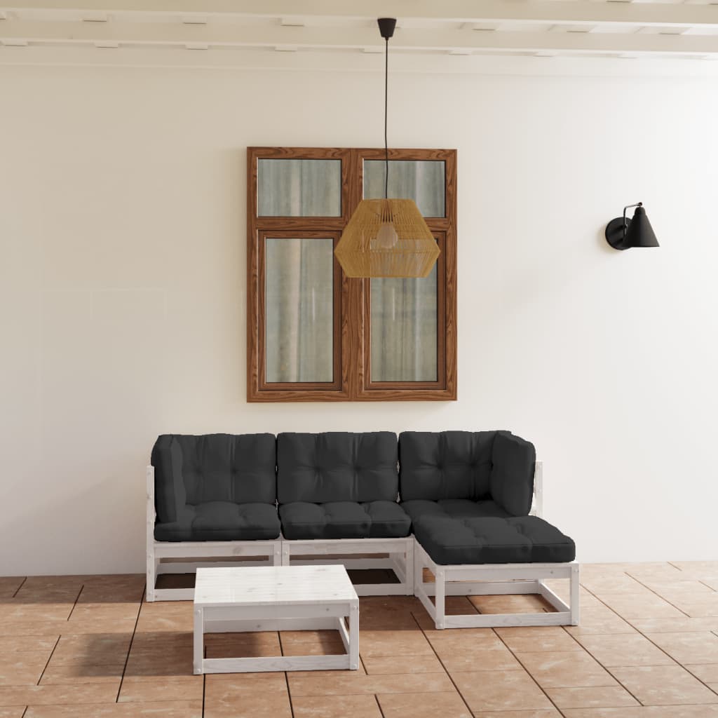 vidaXL 5 pcs conjunto lounge de jardim pinho maciço