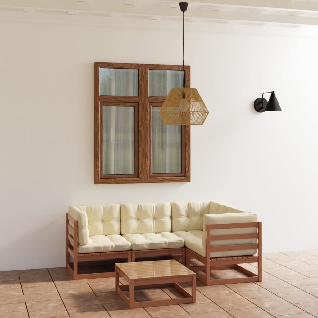 vidaXL 5 pcs conjunto lounge de jardim pinho maciço