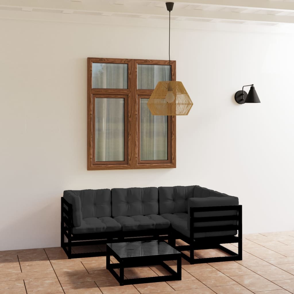 vidaXL 5 pcs conjunto lounge de jardim pinho maciço
