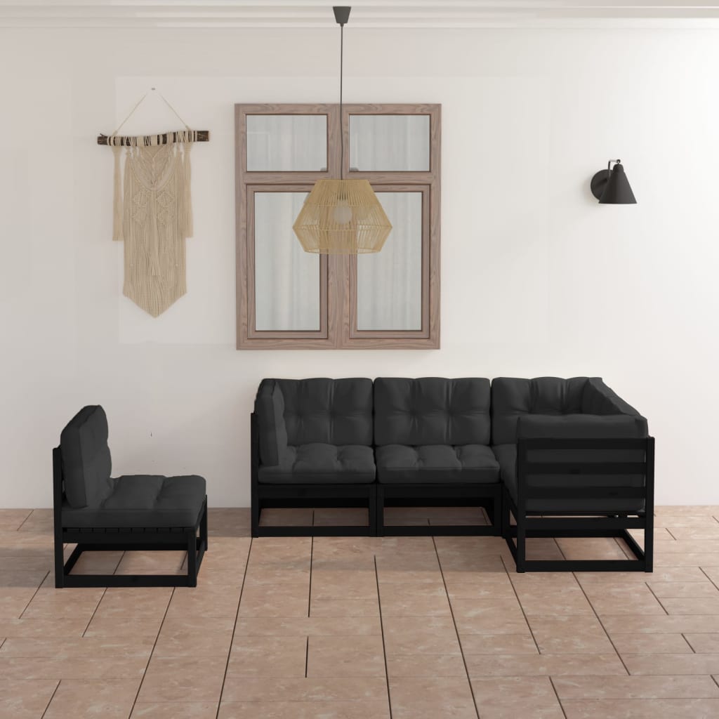 vidaXL 5 pcs conjunto lounge de jardim pinho maciço branco