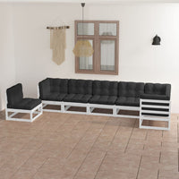 vidaXL 7 pcs conjunto lounge de jardim pinho maciço branco