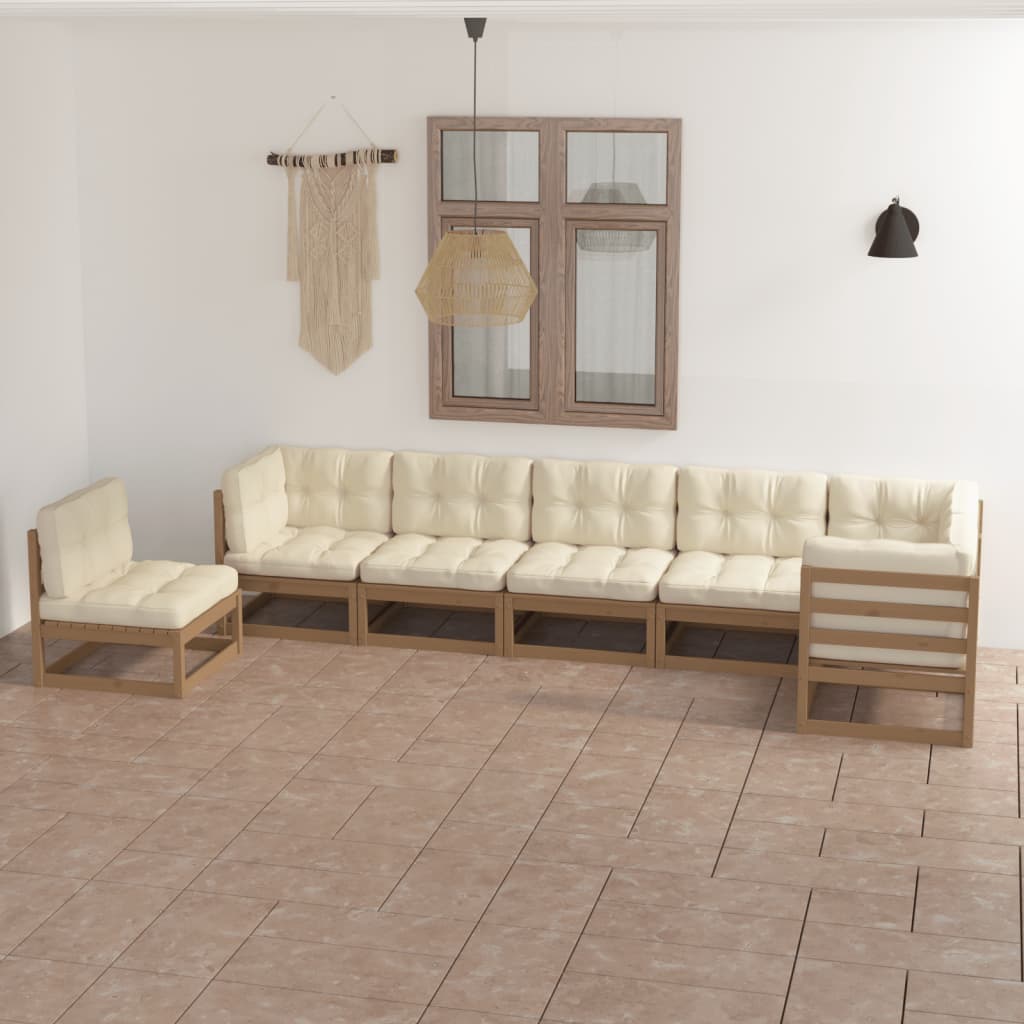 vidaXL 7 pcs conjunto lounge de jardim pinho maciço branco