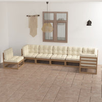 vidaXL 7 pcs conjunto lounge de jardim pinho maciço branco