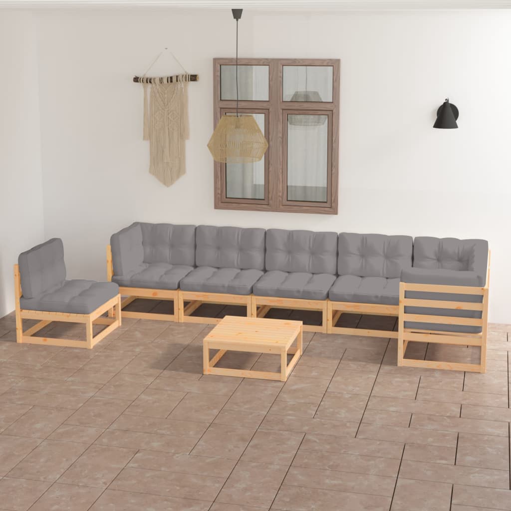 vidaXL 8 pcs conjunto lounge de jardim pinho maciço