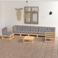 vidaXL 8 pcs conjunto lounge de jardim pinho maciço