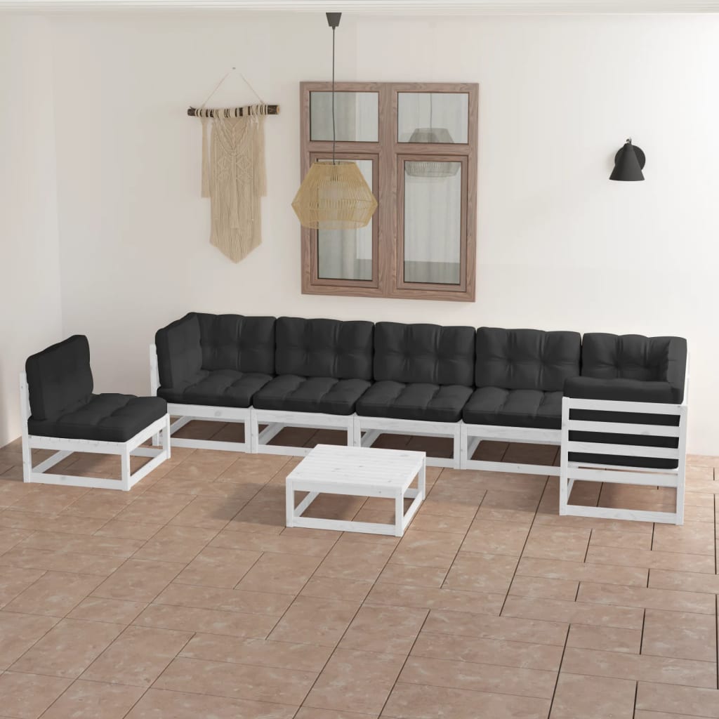 vidaXL 8 pcs conjunto lounge de jardim pinho maciço