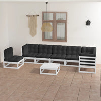vidaXL 8 pcs conjunto lounge de jardim pinho maciço