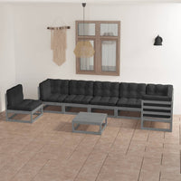 vidaXL 8 pcs conjunto lounge de jardim pinho maciço
