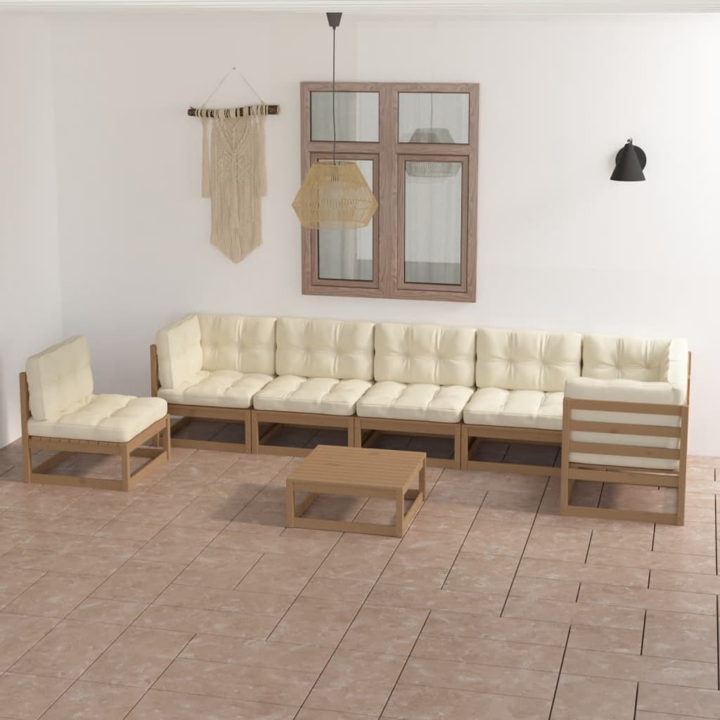 vidaXL 8 pcs conjunto lounge de jardim pinho maciço