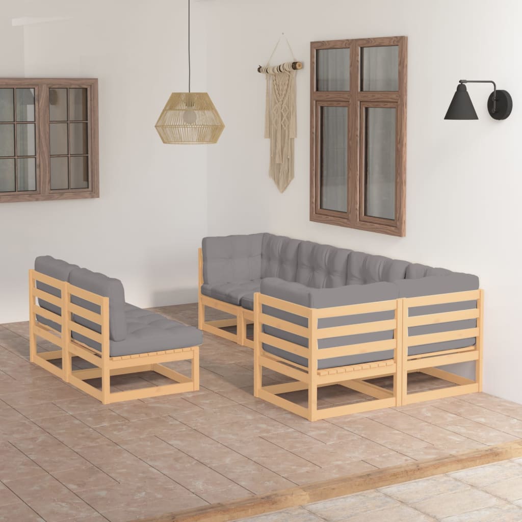 vidaXL 7 pcs conjunto lounge de jardim pinho maciço branco