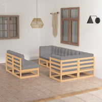 vidaXL 7 pcs conjunto lounge de jardim pinho maciço branco