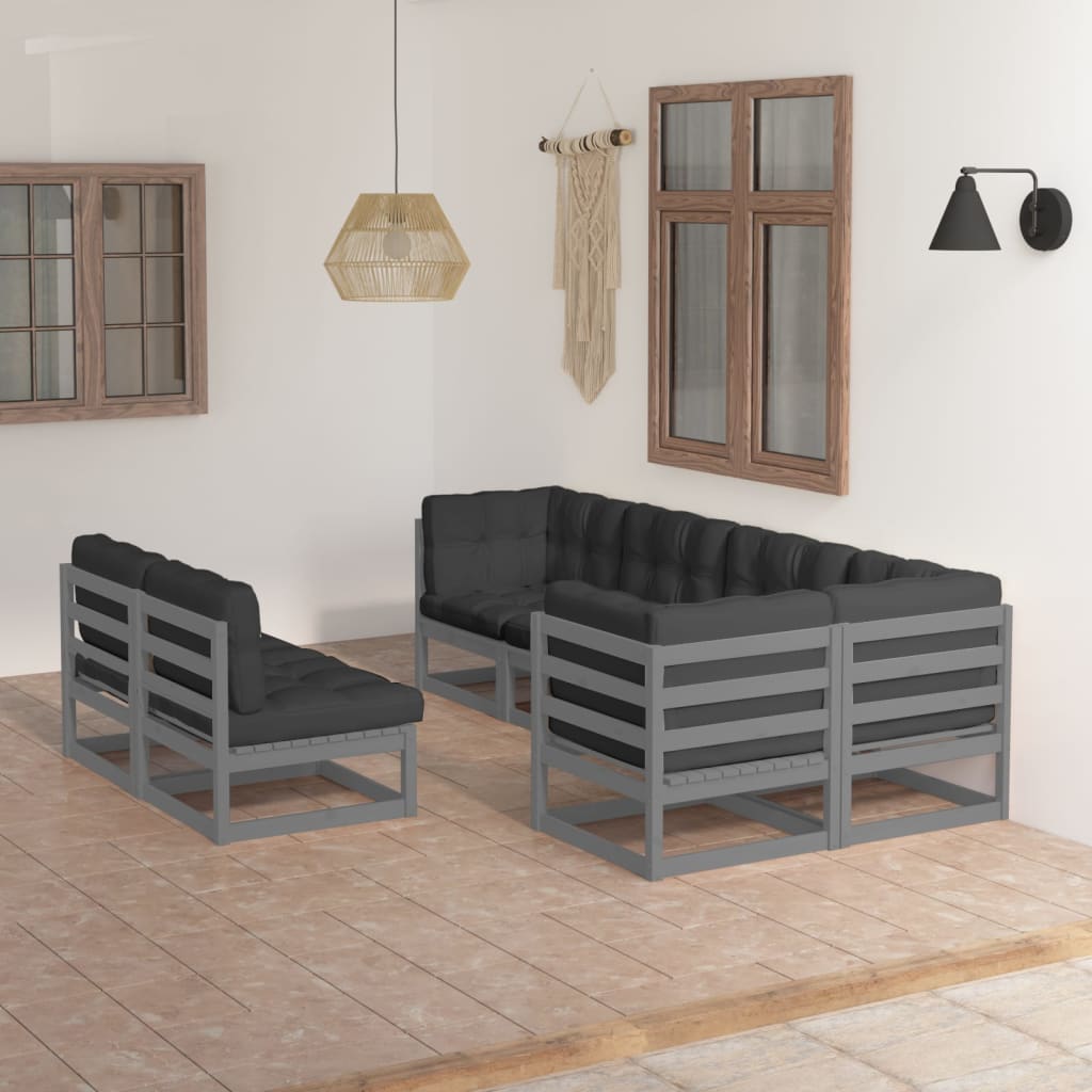 vidaXL 7 pcs conjunto lounge de jardim pinho maciço branco
