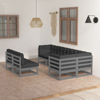 vidaXL 7 pcs conjunto lounge de jardim pinho maciço branco