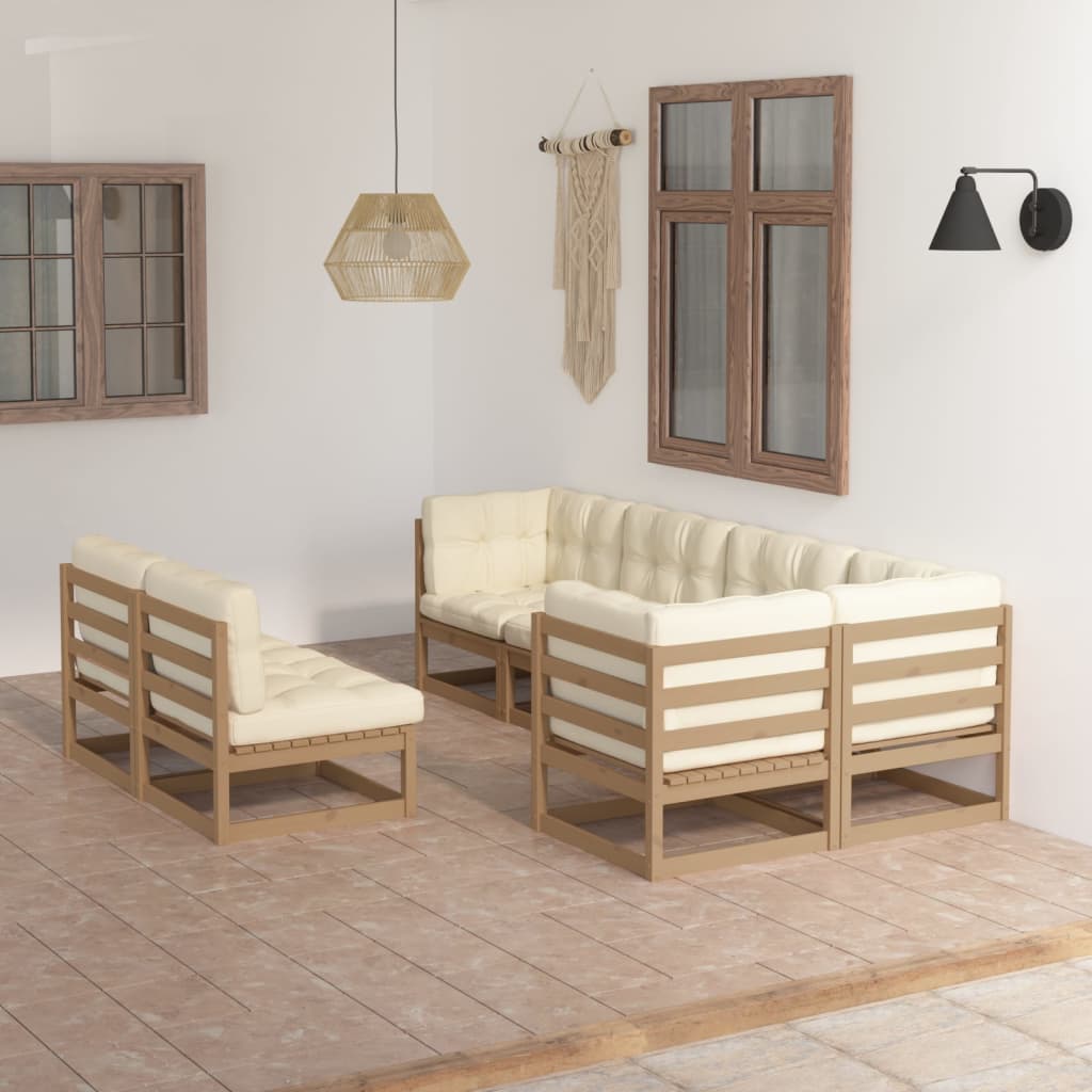 vidaXL 7 pcs conjunto lounge de jardim pinho maciço branco