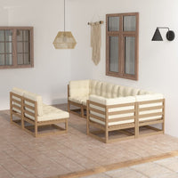 vidaXL 7 pcs conjunto lounge de jardim pinho maciço branco