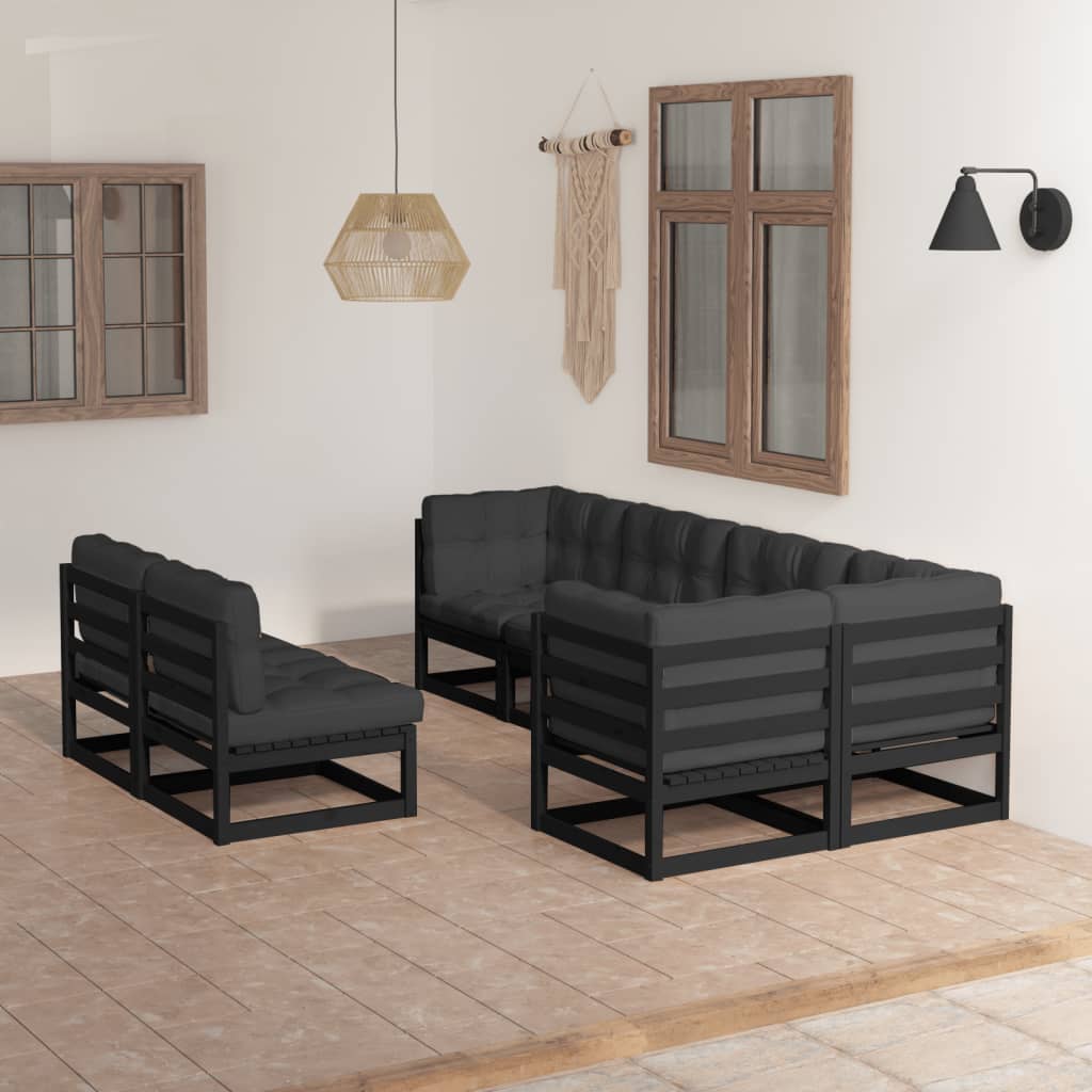 vidaXL 7 pcs conjunto lounge de jardim pinho maciço branco