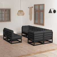 vidaXL 7 pcs conjunto lounge de jardim pinho maciço branco