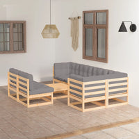 vidaXL 8 pcs conjunto lounge de jardim pinho maciço