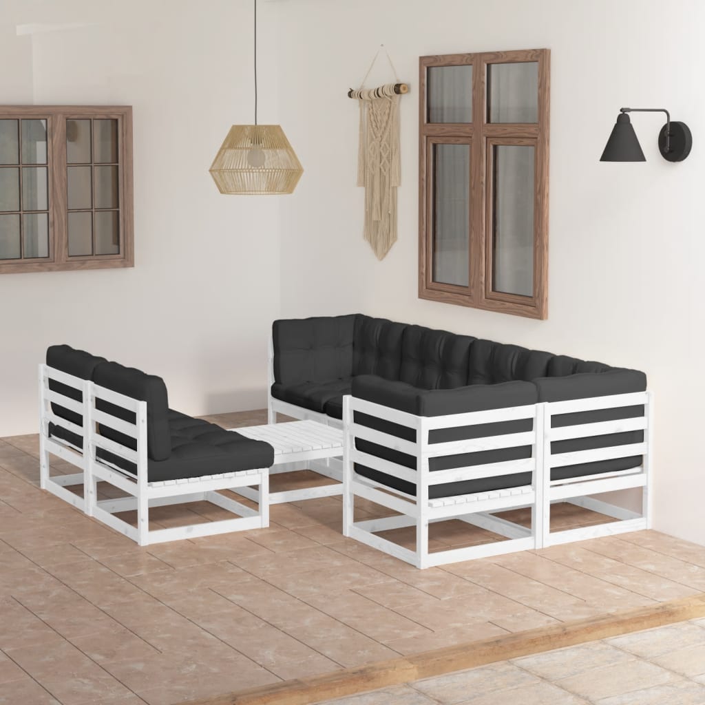 vidaXL 8 pcs conjunto lounge de jardim pinho maciço