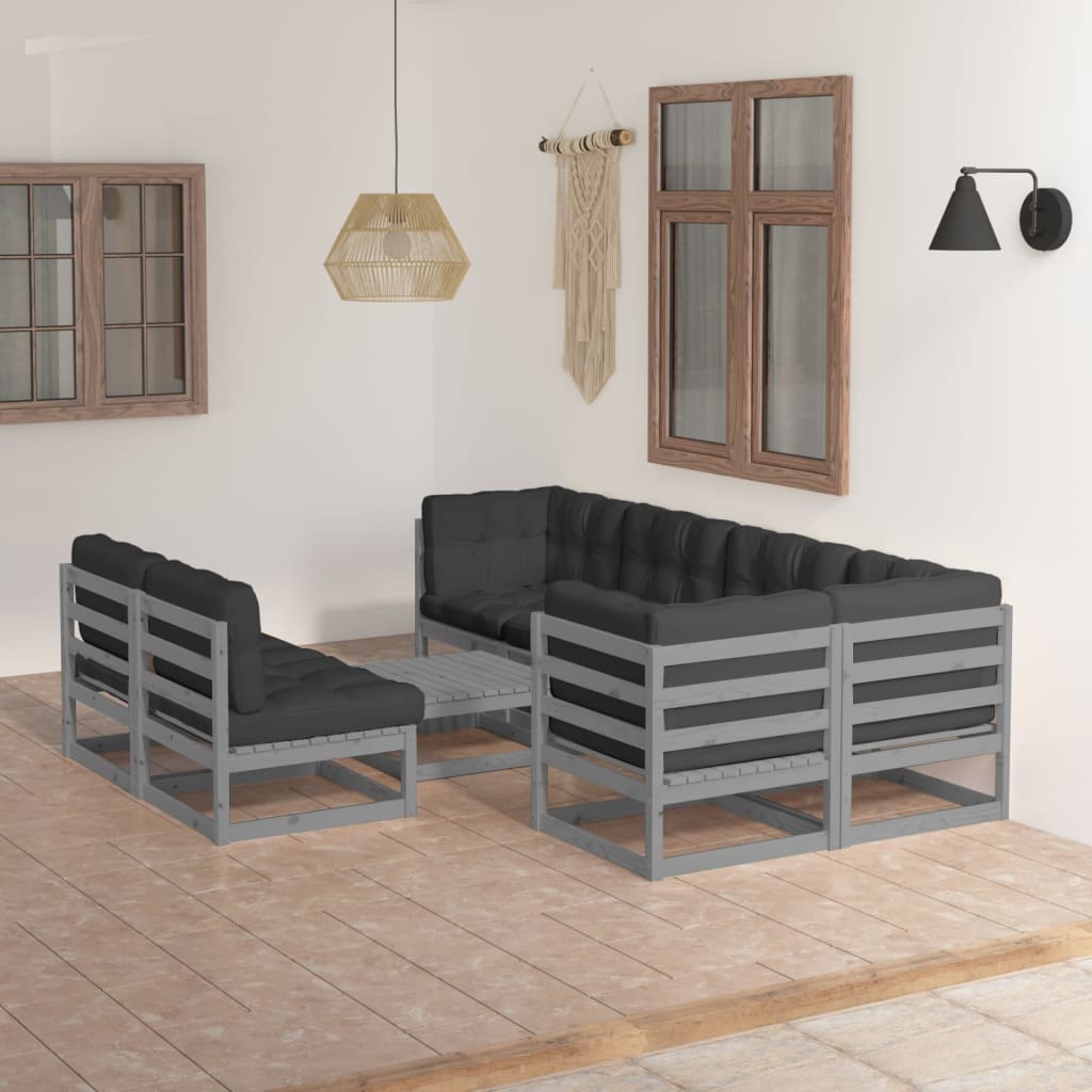 vidaXL 8 pcs conjunto lounge de jardim pinho maciço