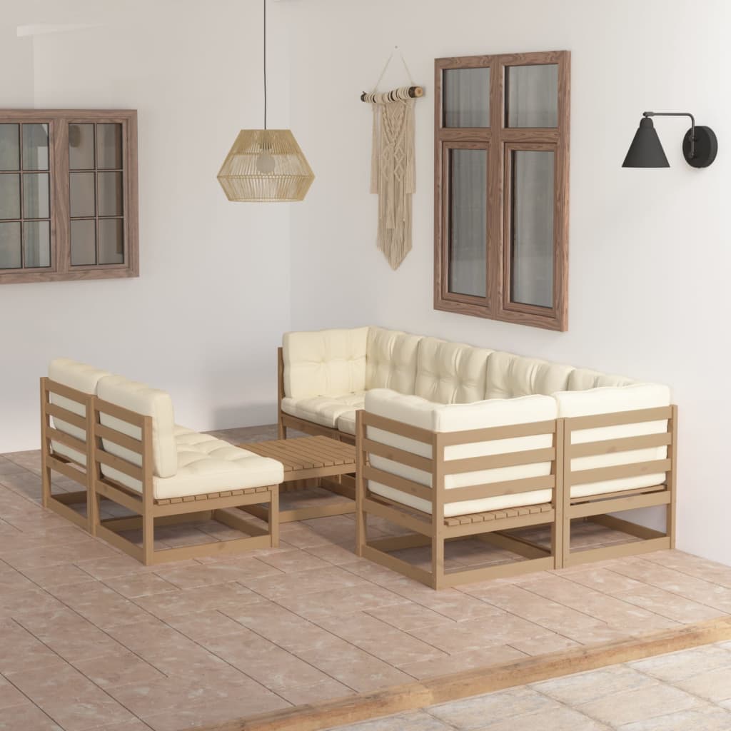 vidaXL 8 pcs conjunto lounge de jardim pinho maciço