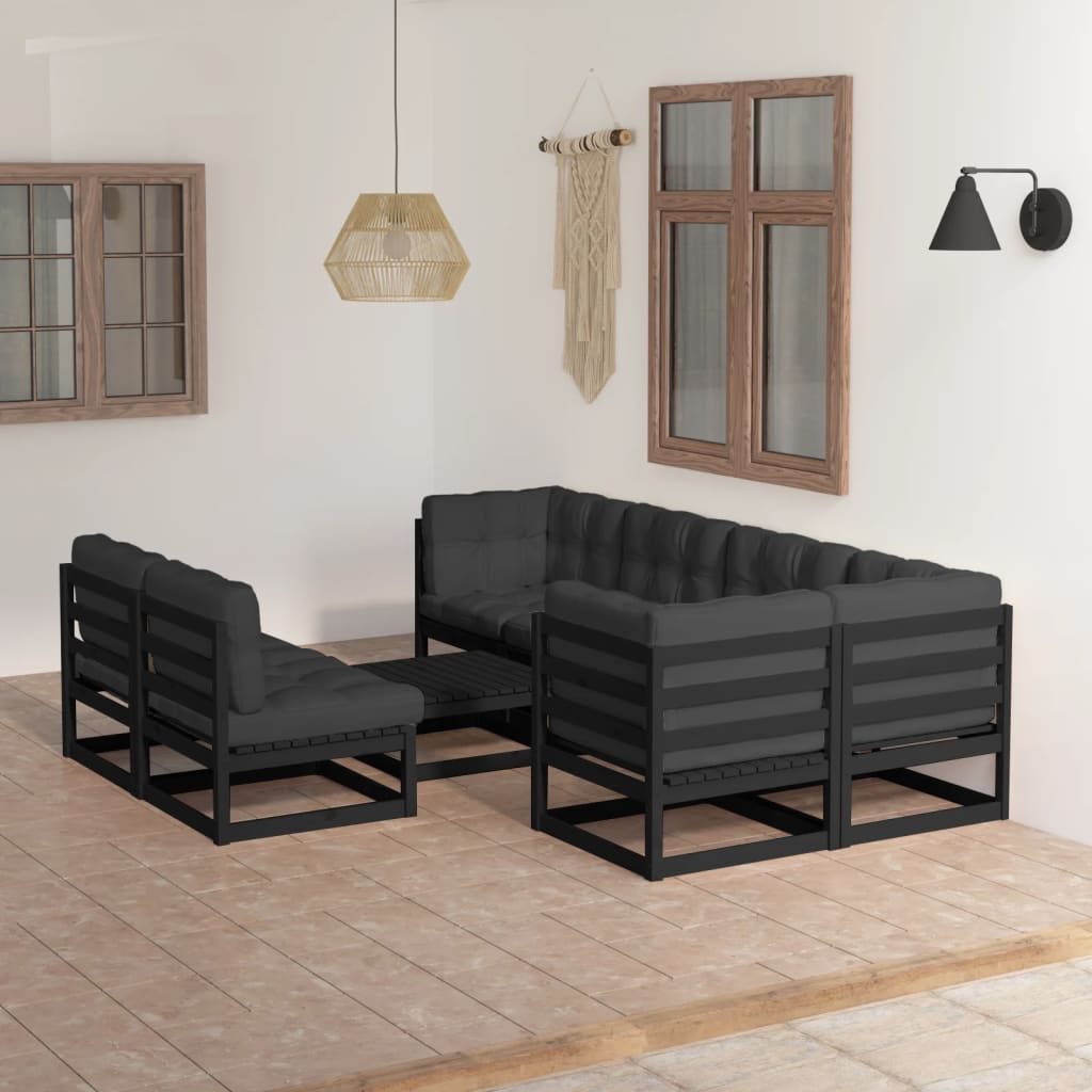 vidaXL 8 pcs conjunto lounge de jardim pinho maciço