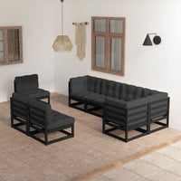 vidaXL 8 pcs conjunto lounge de jardim pinho maciço cinzento
