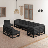 vidaXL 9 pcs conjunto lounge de jardim pinho maciço cinzento